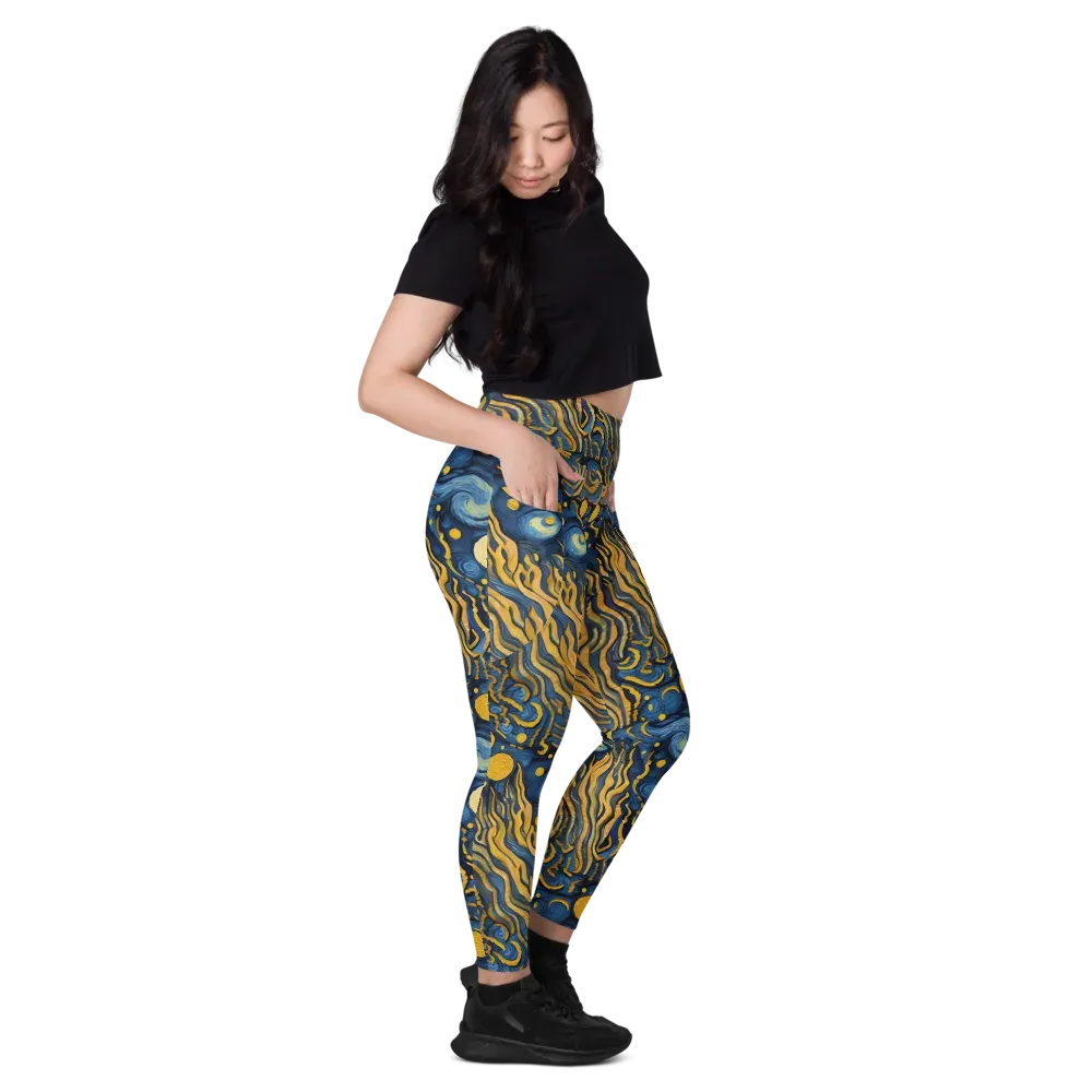 Gilded Tidal Bloom on Leggings with Pockets — Right