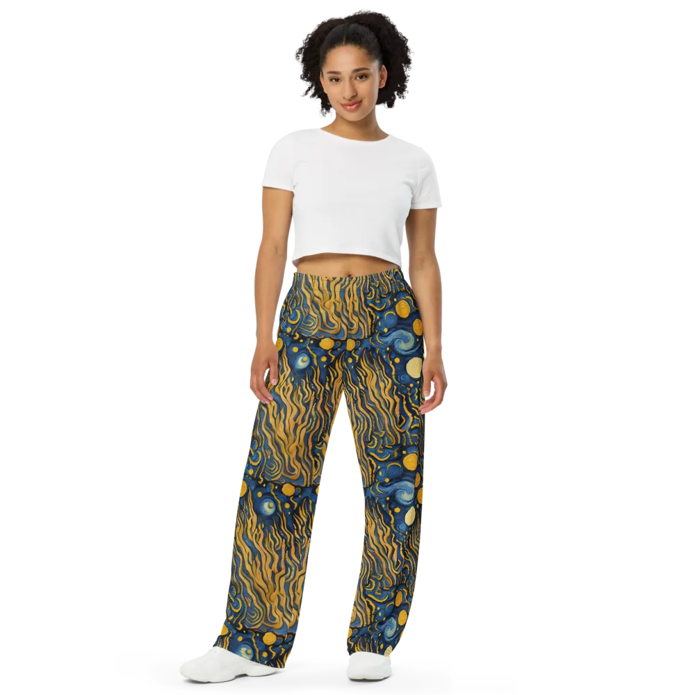 Gilded Tidal Bloom on Wide-Leg Pants — Front