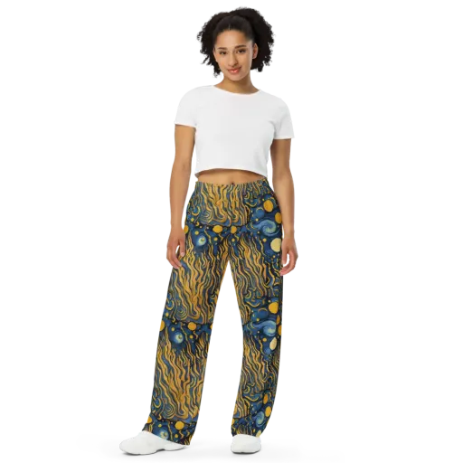 Gilded Tidal Bloom on a Wide-Leg Pants