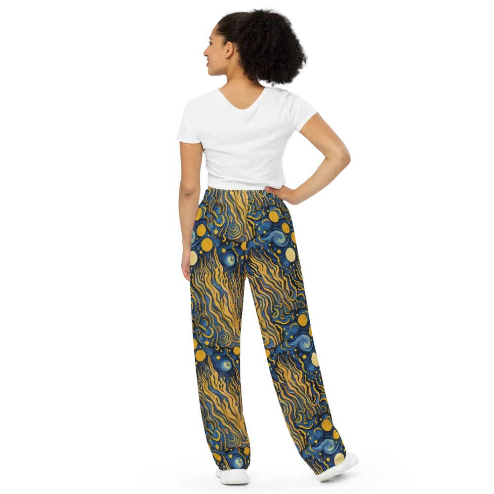 Gilded Tidal Bloom on Wide-Leg Pants — Back
