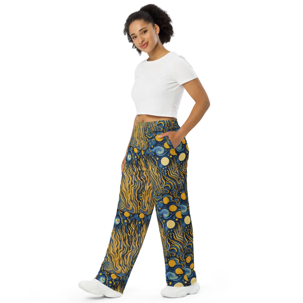 Gilded Tidal Bloom on Wide-Leg Pants — Left Front