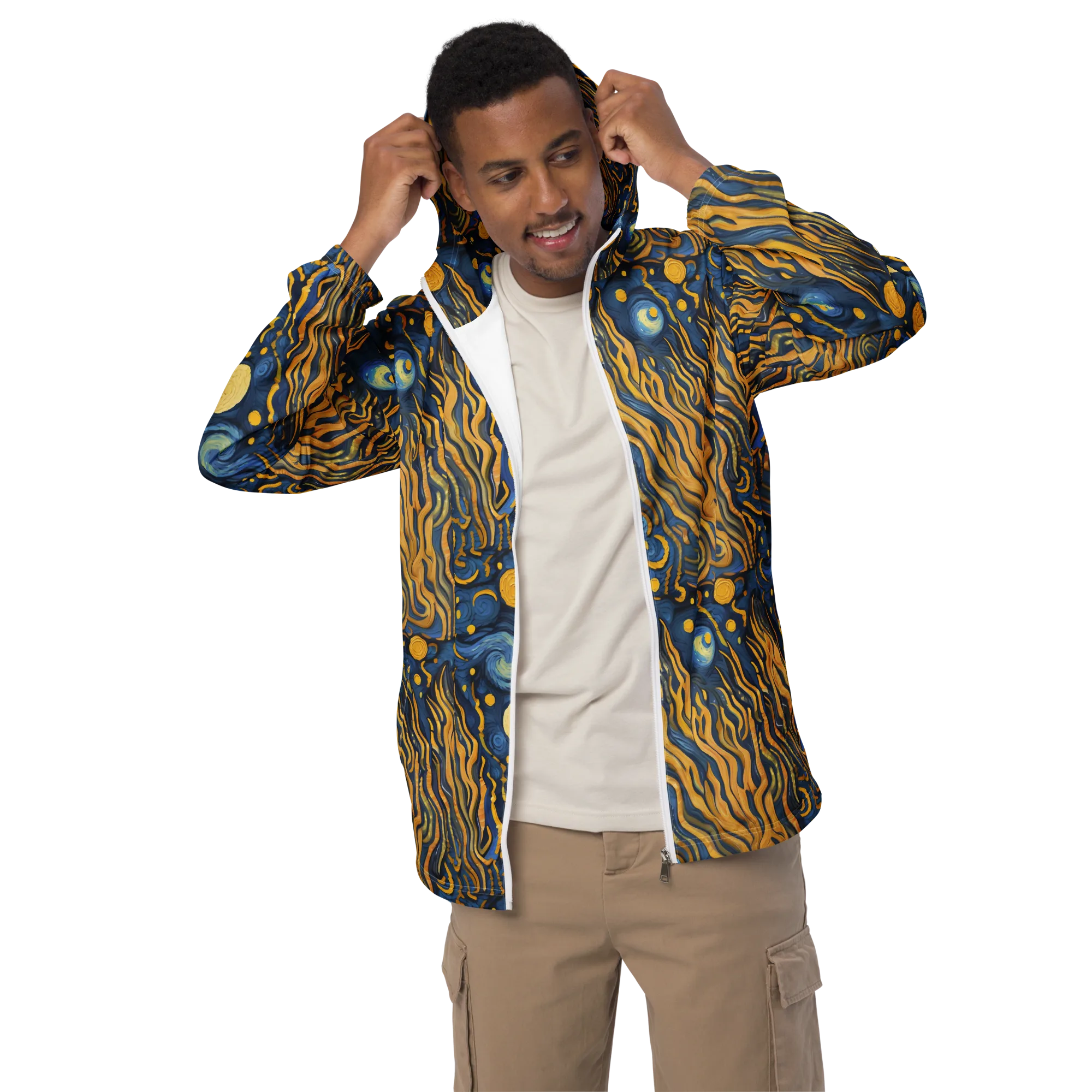 Gilded Tidal Bloom on Men's Windbreaker — Front