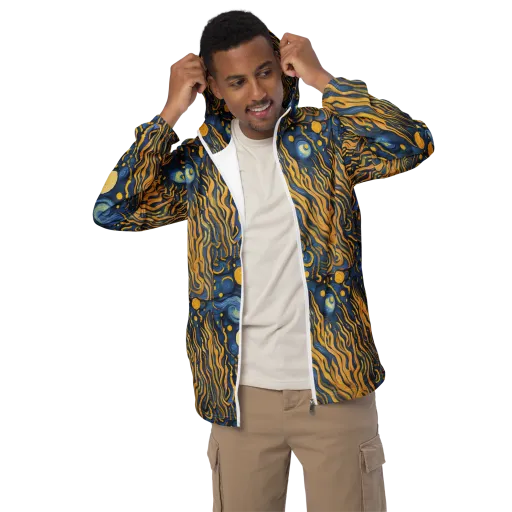 Gilded Tidal Bloom on a Men's Windbreaker