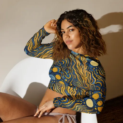 Gilded Tidal Bloom on a Long Sleeve Crop Top