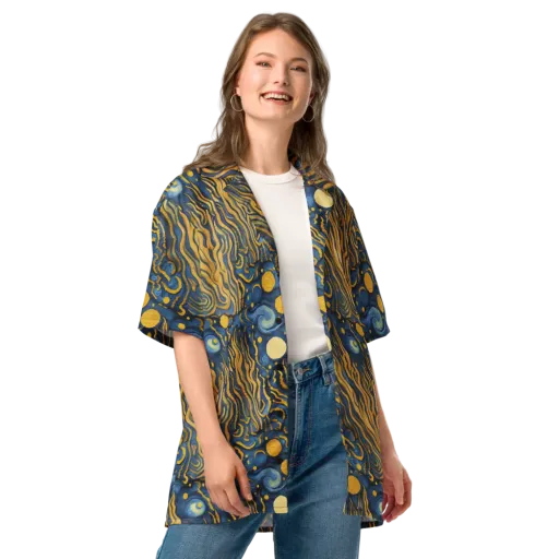 Gilded Tidal Bloom on a Button Shirt