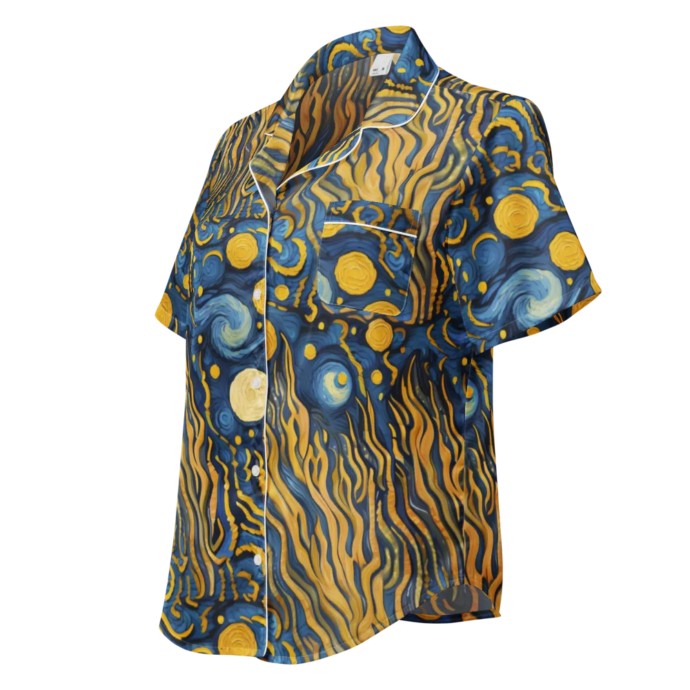 Gilded Tidal Bloom on Women's Short Sleeve Pajama Top — Left Front