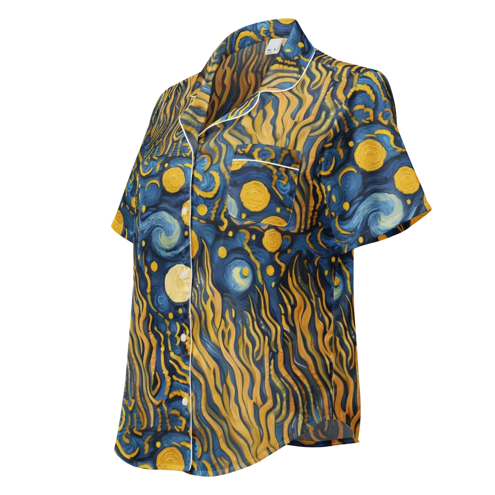 Gilded Tidal Bloom on Women's Short Sleeve Pajama Top — Left Front