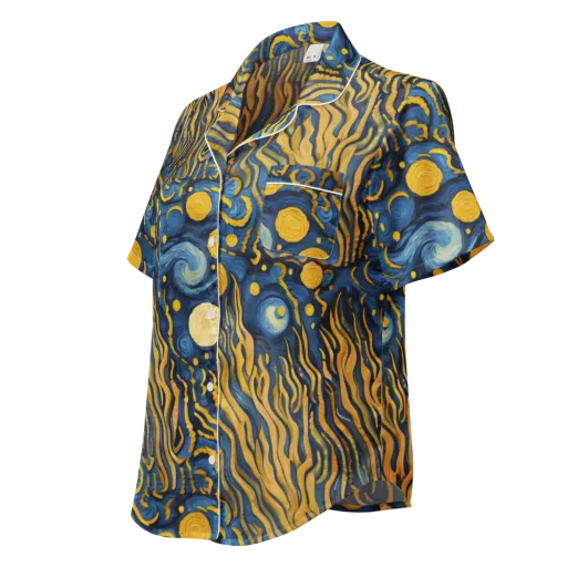 Gilded Tidal Bloom on a Women's Short Sleeve Pajama Top
