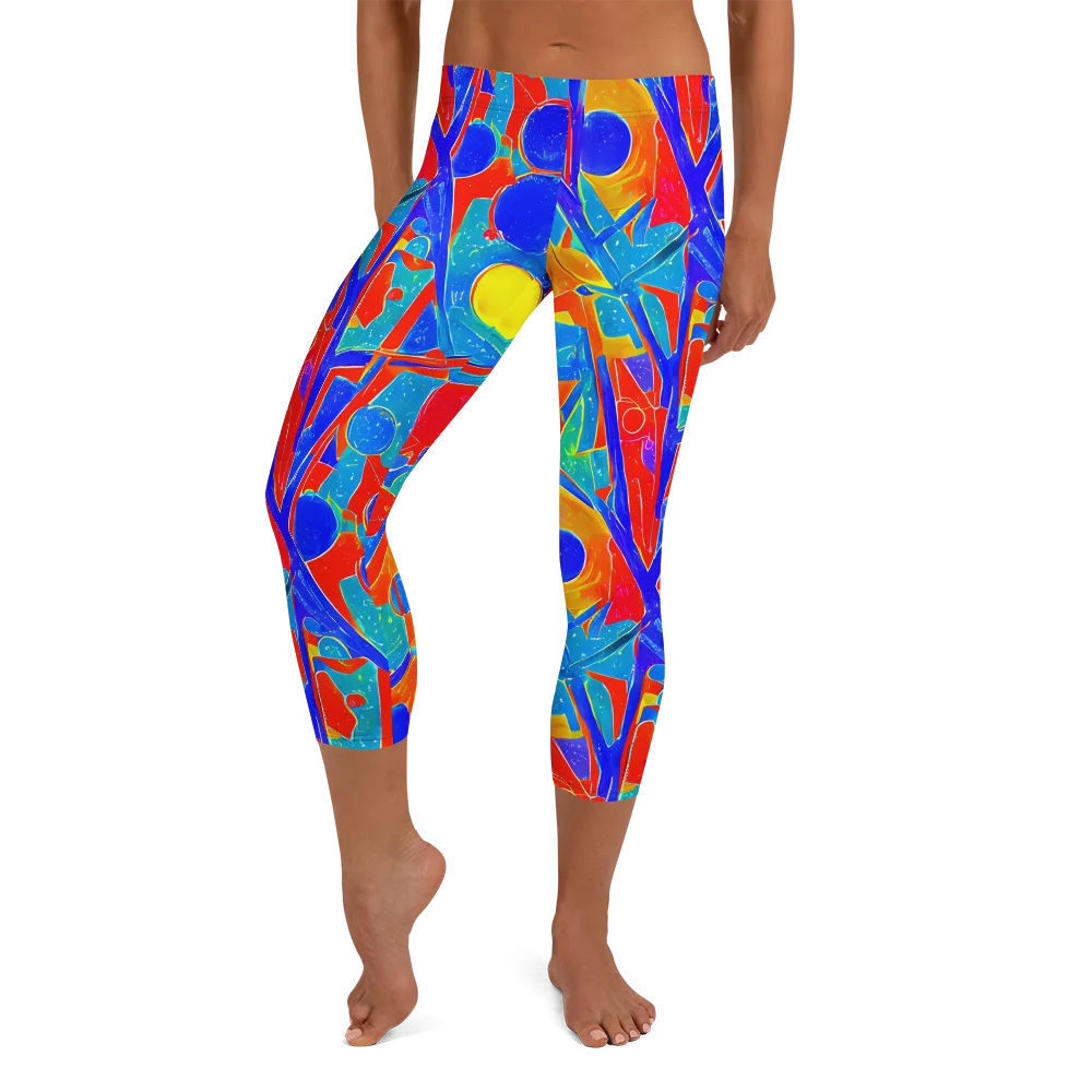 Atomic Confetti on Capri Leggings — Front