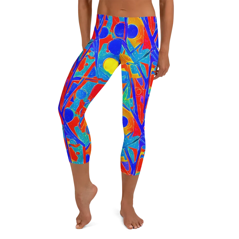 Atomic Confetti on Capri Leggings — Front