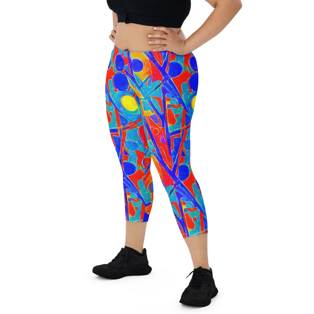 Atomic Confetti on Capri Leggings — Front