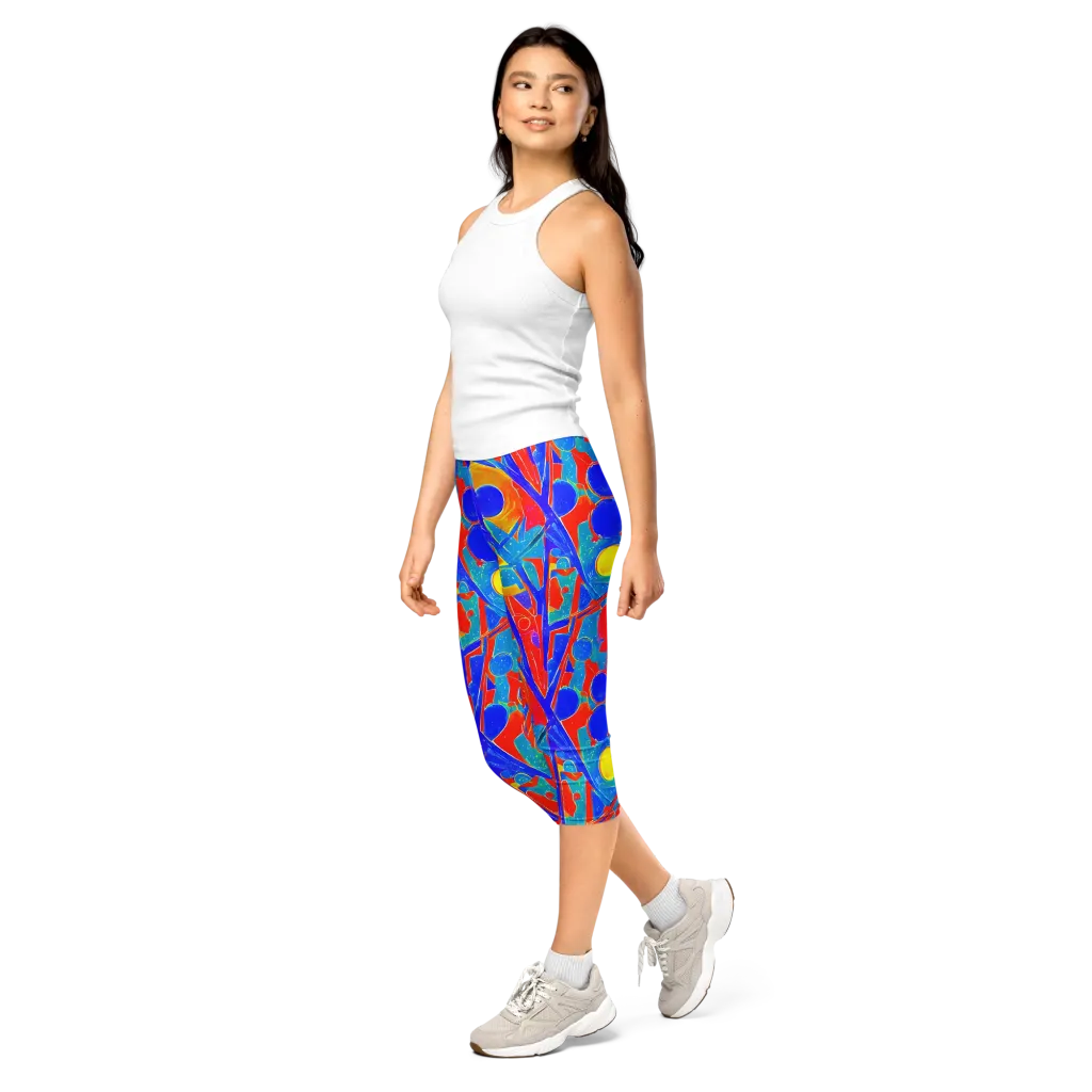 Atomic Confetti on Capri Leggings — Left Front