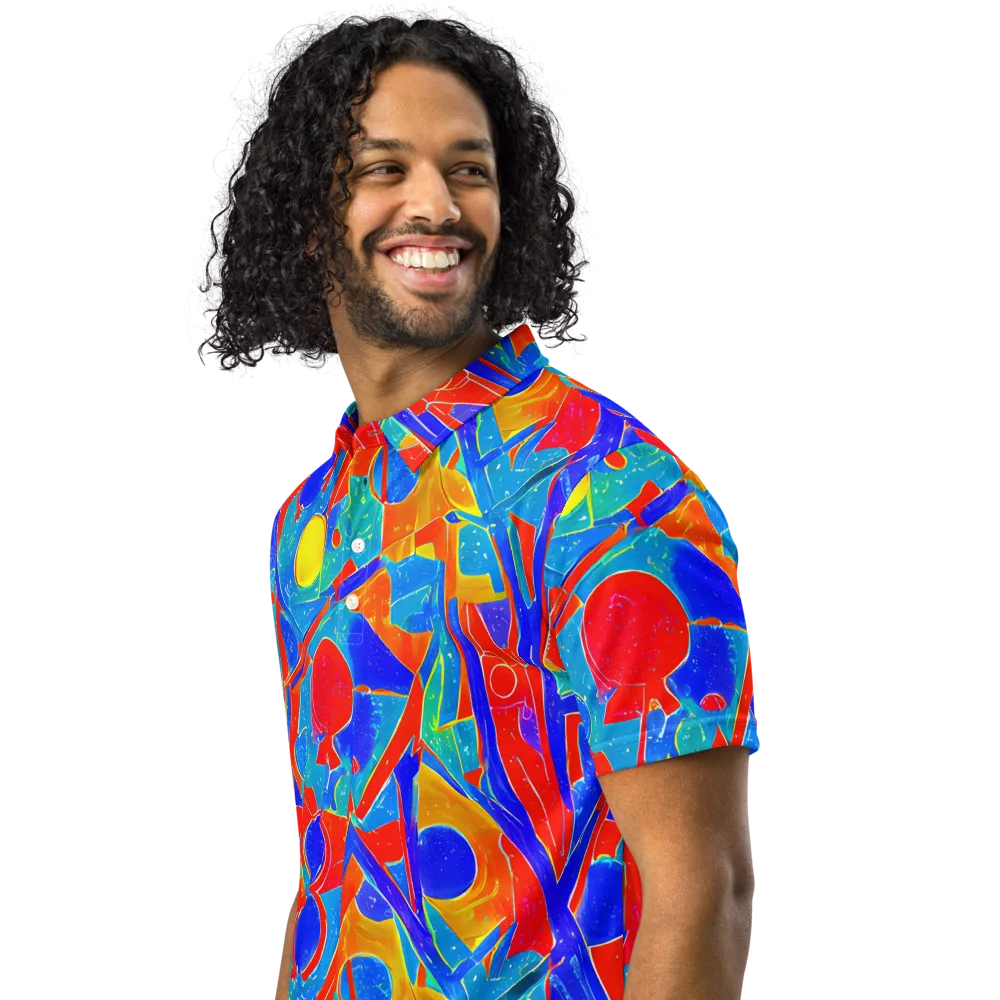 Atomic Confetti on Men's Slim Fit Polo Shirt — Left Front
