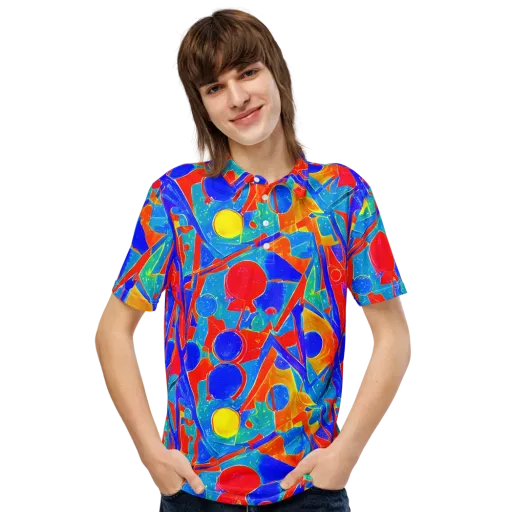Atomic Confetti on a Men's Slim Fit Polo Shirt