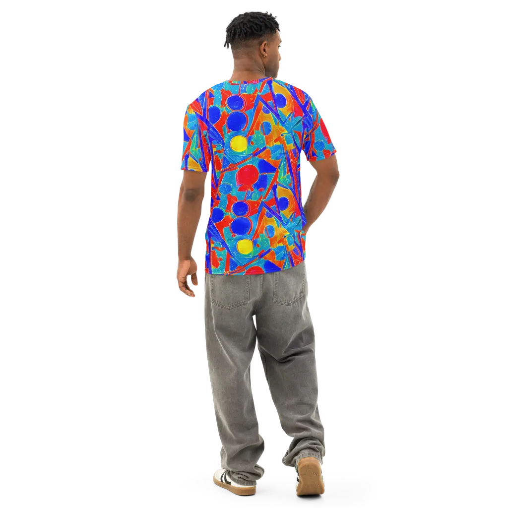 Atomic Confetti on Men's Cotton Crew Neck T-Shirt — Back