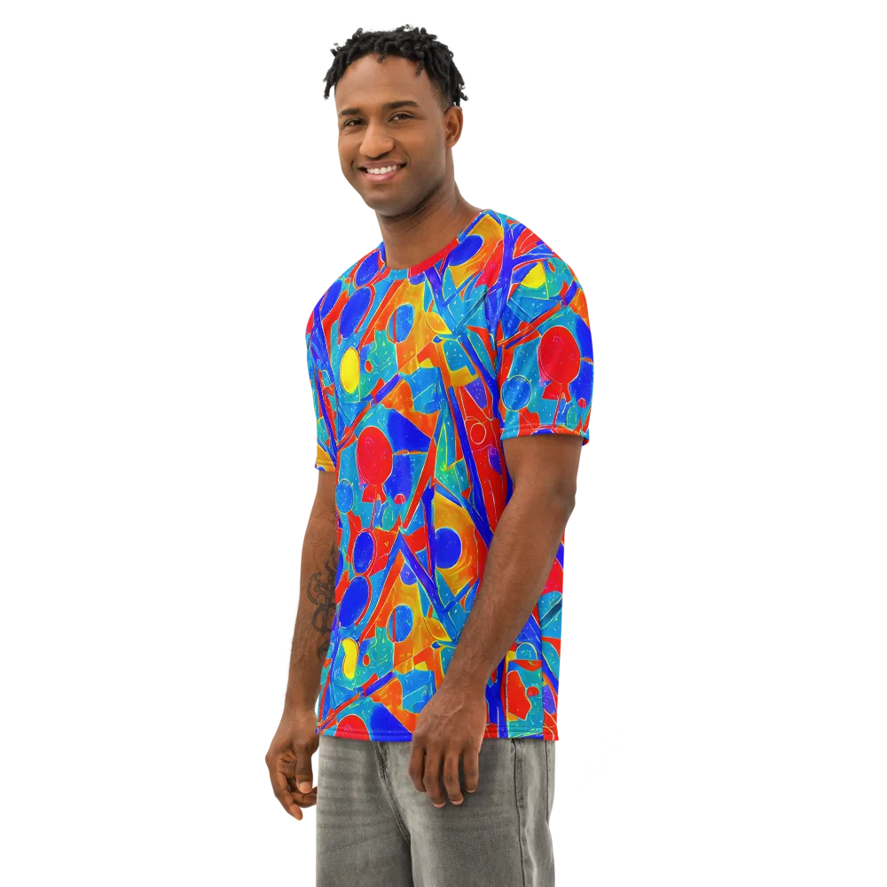 Atomic Confetti on Men's Cotton Crew Neck T-Shirt — Left Front