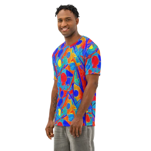 Atomic Confetti on a Men's Cotton Crew Neck T-Shirt