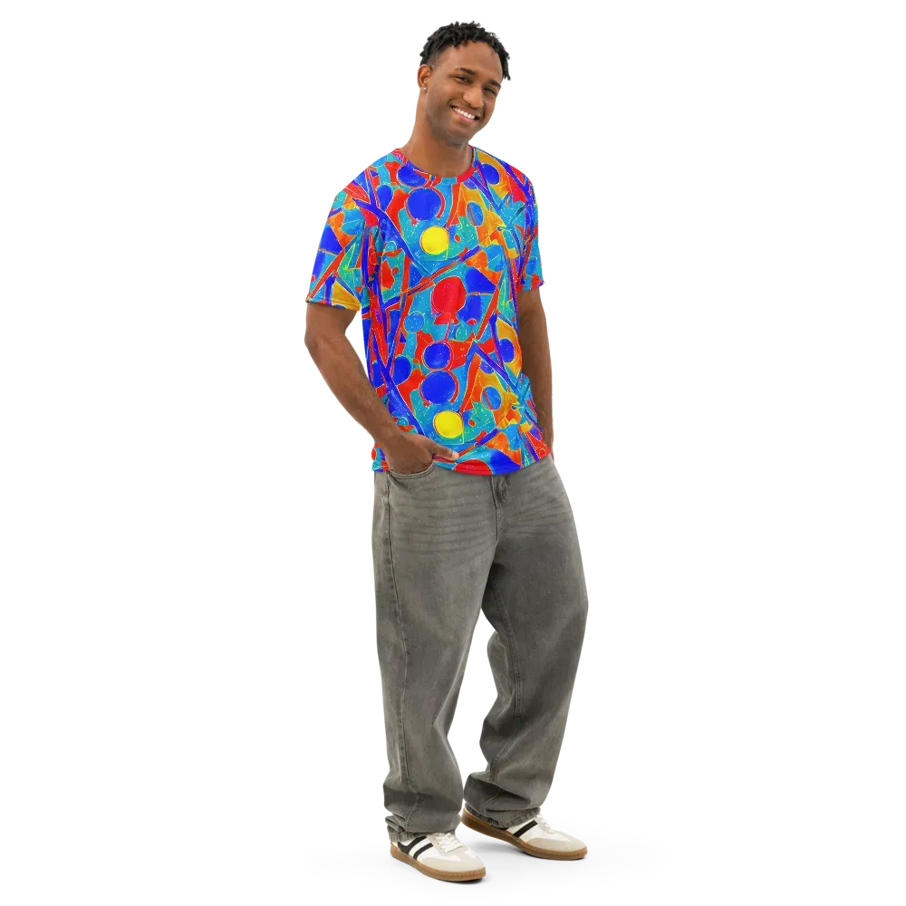 Atomic Confetti on Men's Cotton Crew Neck T-Shirt — Right Front