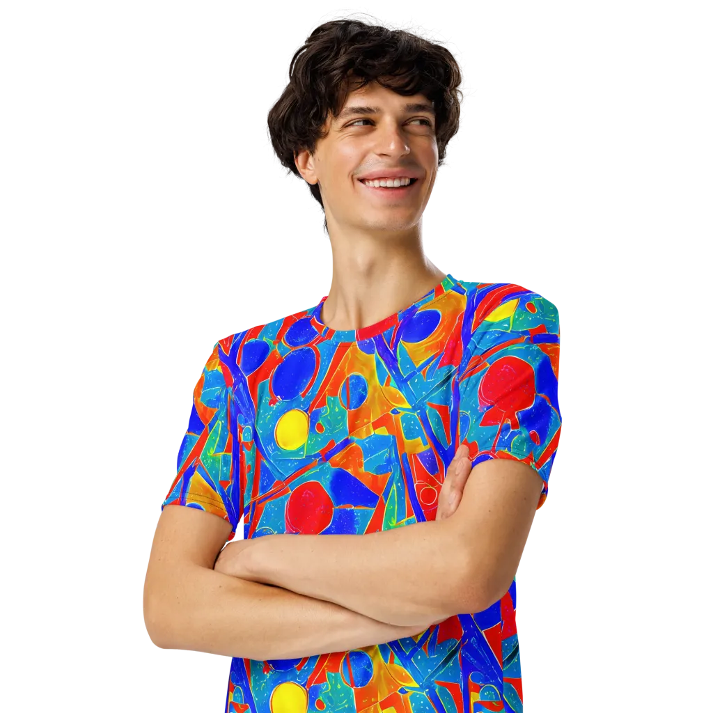 Atomic Confetti on Men's Crew Neck T-Shirt — Left Front