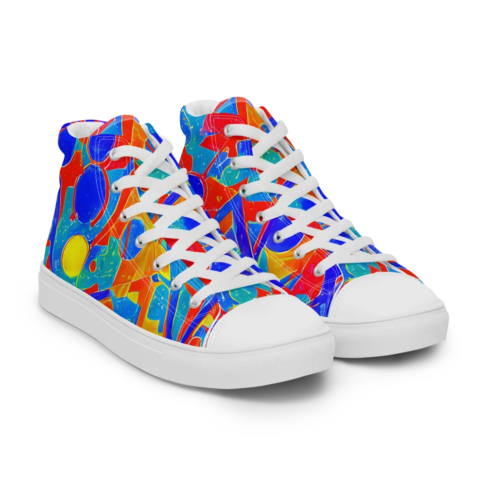 Atomic Confetti on Men's High Top Canvas Shoes — Right Front