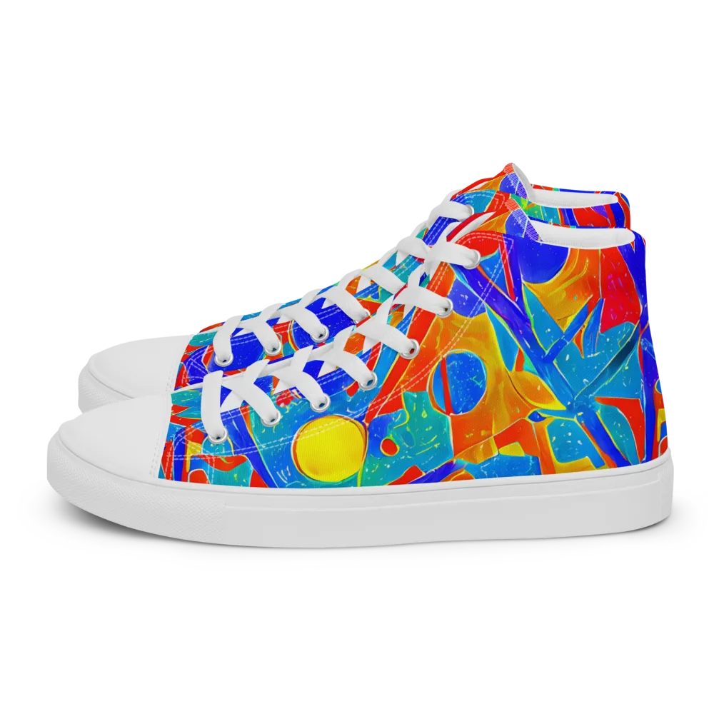 Atomic Confetti on Men's High Top Canvas Shoes — Left