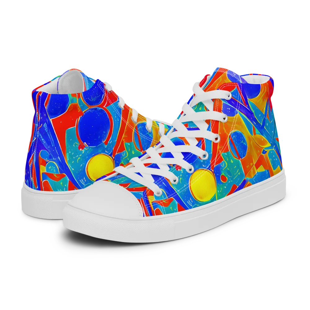 Atomic Confetti on Men's High Top Canvas Shoes — Left