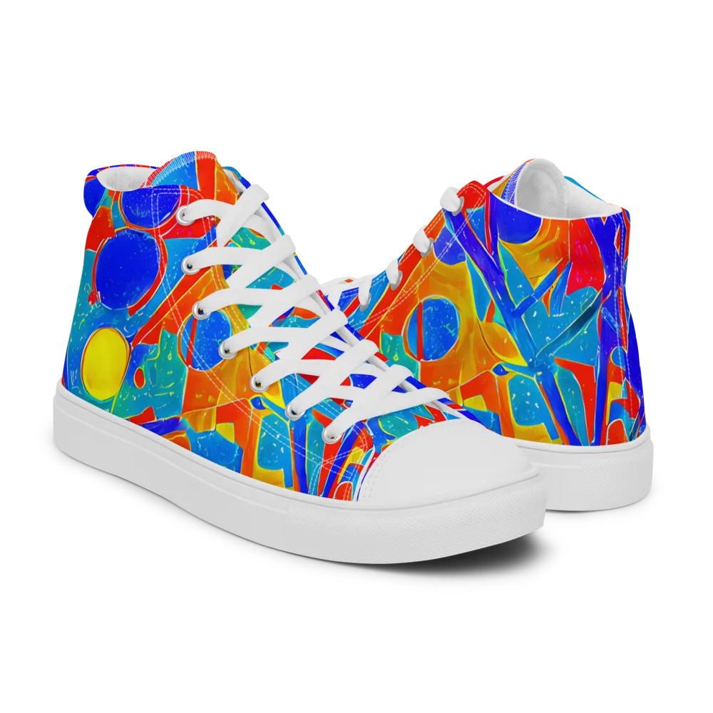 Atomic Confetti on Men's High Top Canvas Shoes — Right