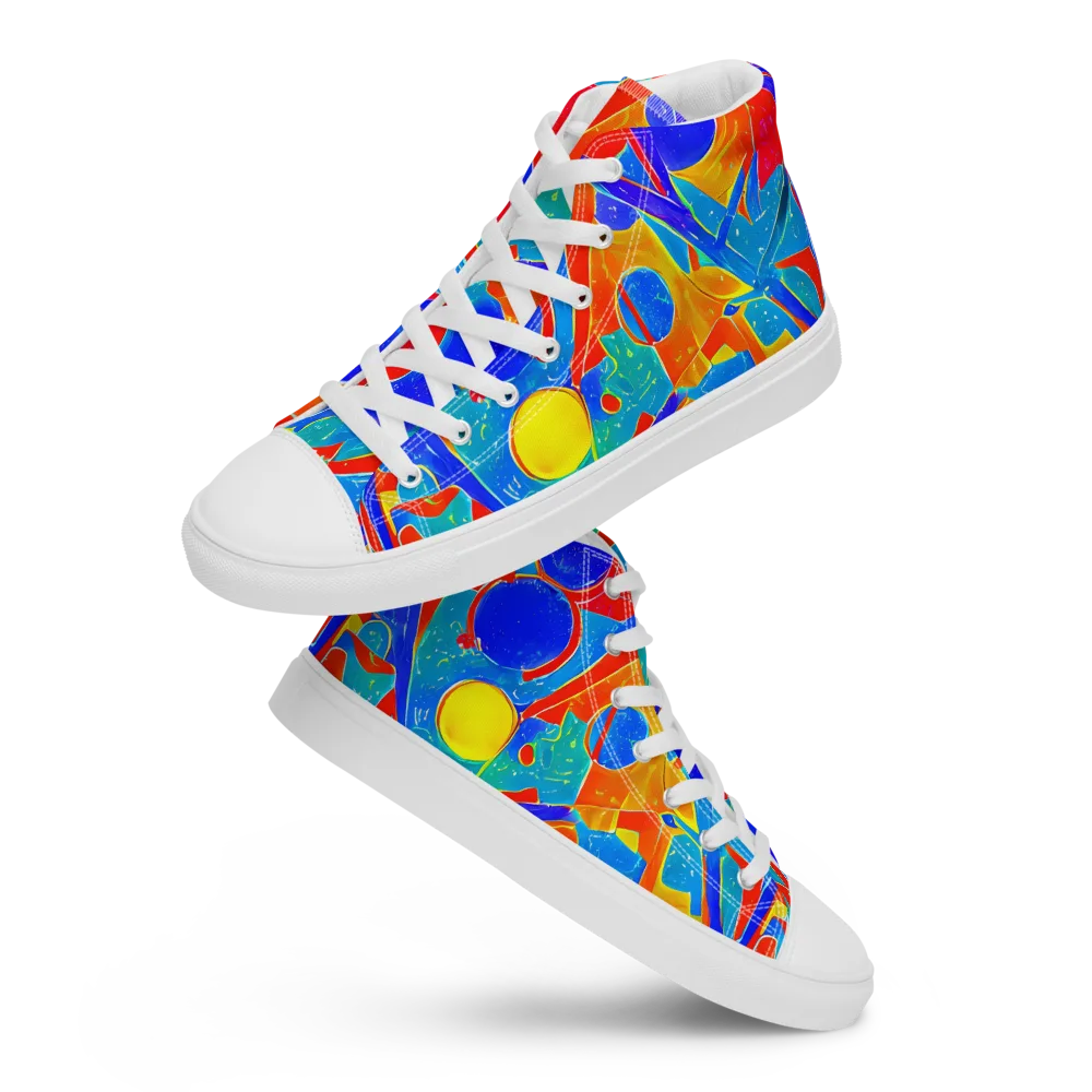 Atomic Confetti on Men's High Top Canvas Shoes — Front