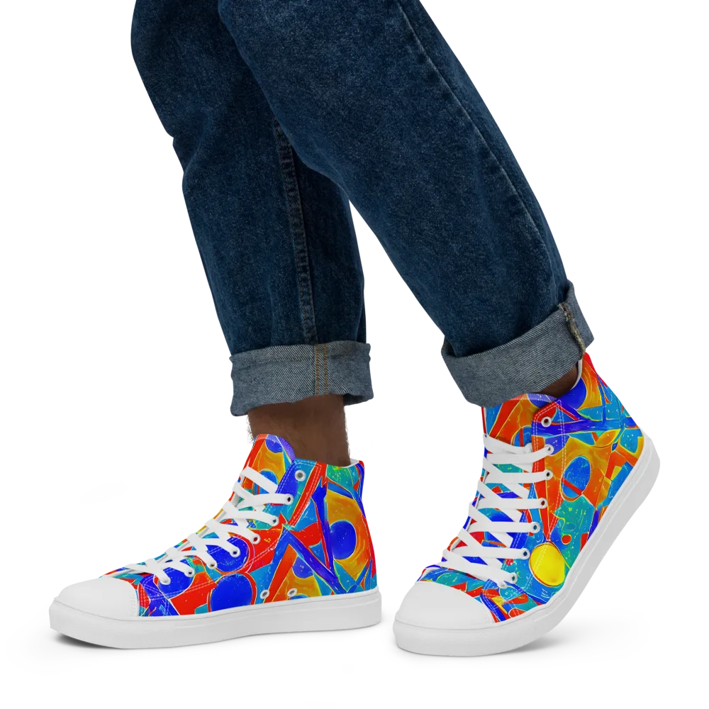 Atomic Confetti on Men's High Top Canvas Shoes — Left