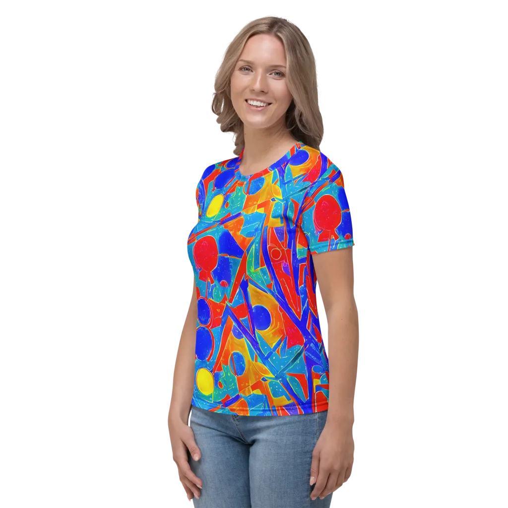 Atomic Confetti on Women's Crew Neck T-Shirt — Left