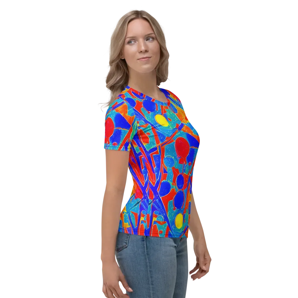 Atomic Confetti on Women's Crew Neck T-Shirt — Right