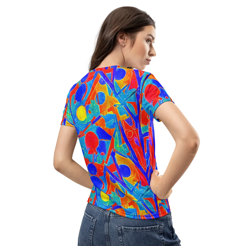 Atomic Confetti on Women's Crew Neck T-Shirt — Back
