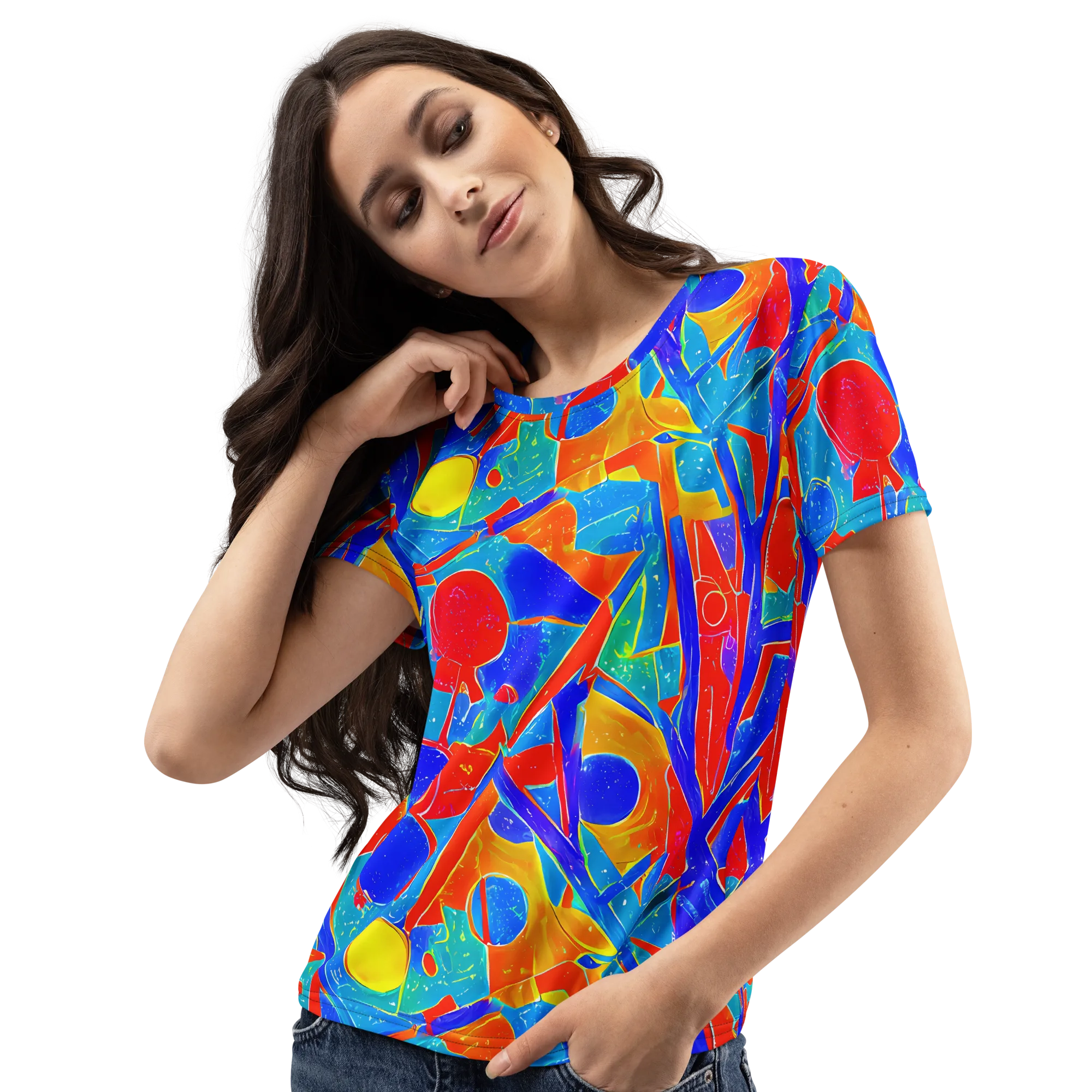 Atomic Confetti on Women's Crew Neck T-Shirt — Left Front