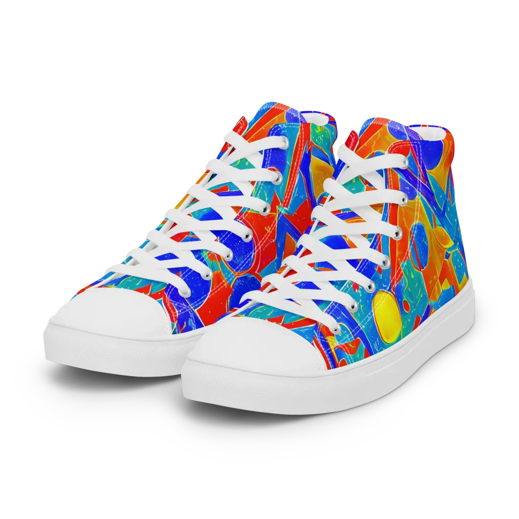 Atomic Confetti on Women's High Top Canvas Shoes — Left Front