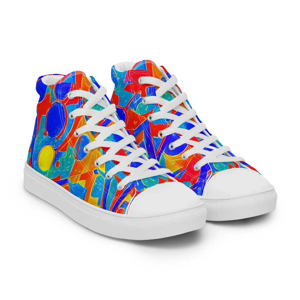 Atomic Confetti on Women's High Top Canvas Shoes — Right Front