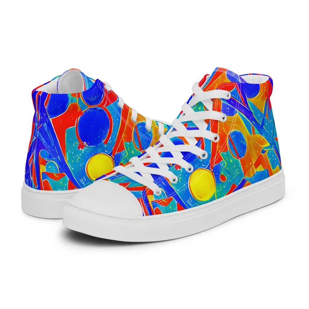Atomic Confetti on Women's High Top Canvas Shoes — Left
