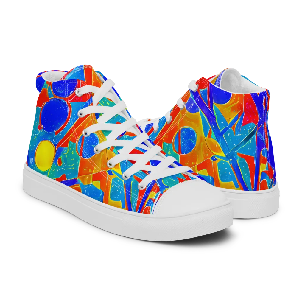 Atomic Confetti on Women's High Top Canvas Shoes — Right