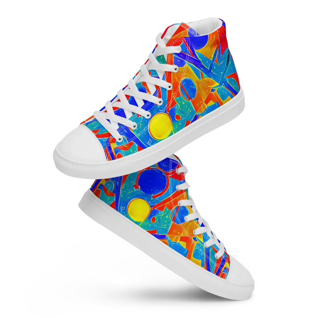 Atomic Confetti on Women's High Top Canvas Shoes — Front