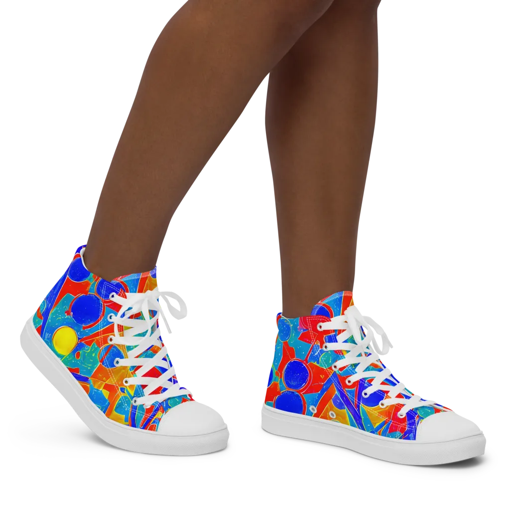 Atomic Confetti on Women's High Top Canvas Shoes — Right