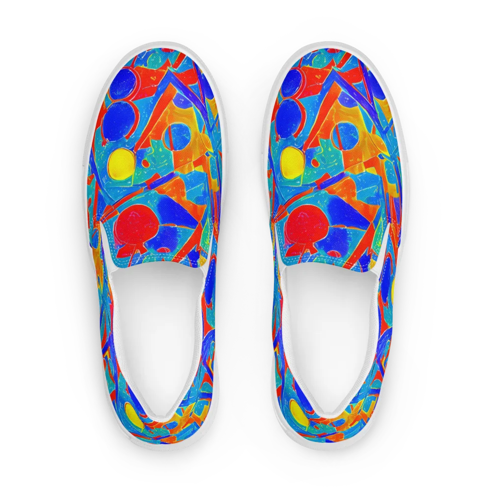 Atomic Confetti on Men's Slip-On Canvas Shoes — Front