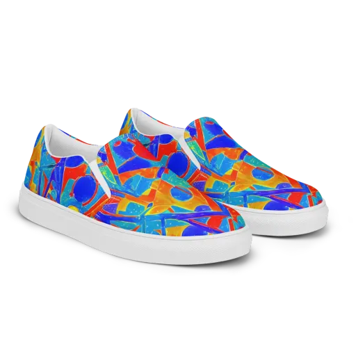 Atomic Confetti on a Men's Slip-On Canvas Shoes