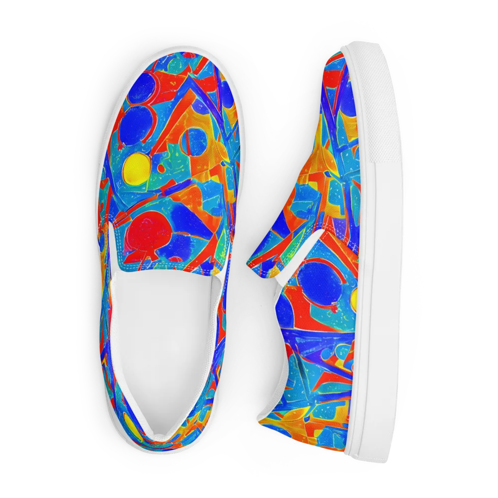 Atomic Confetti on Men's Slip-On Canvas Shoes — Front