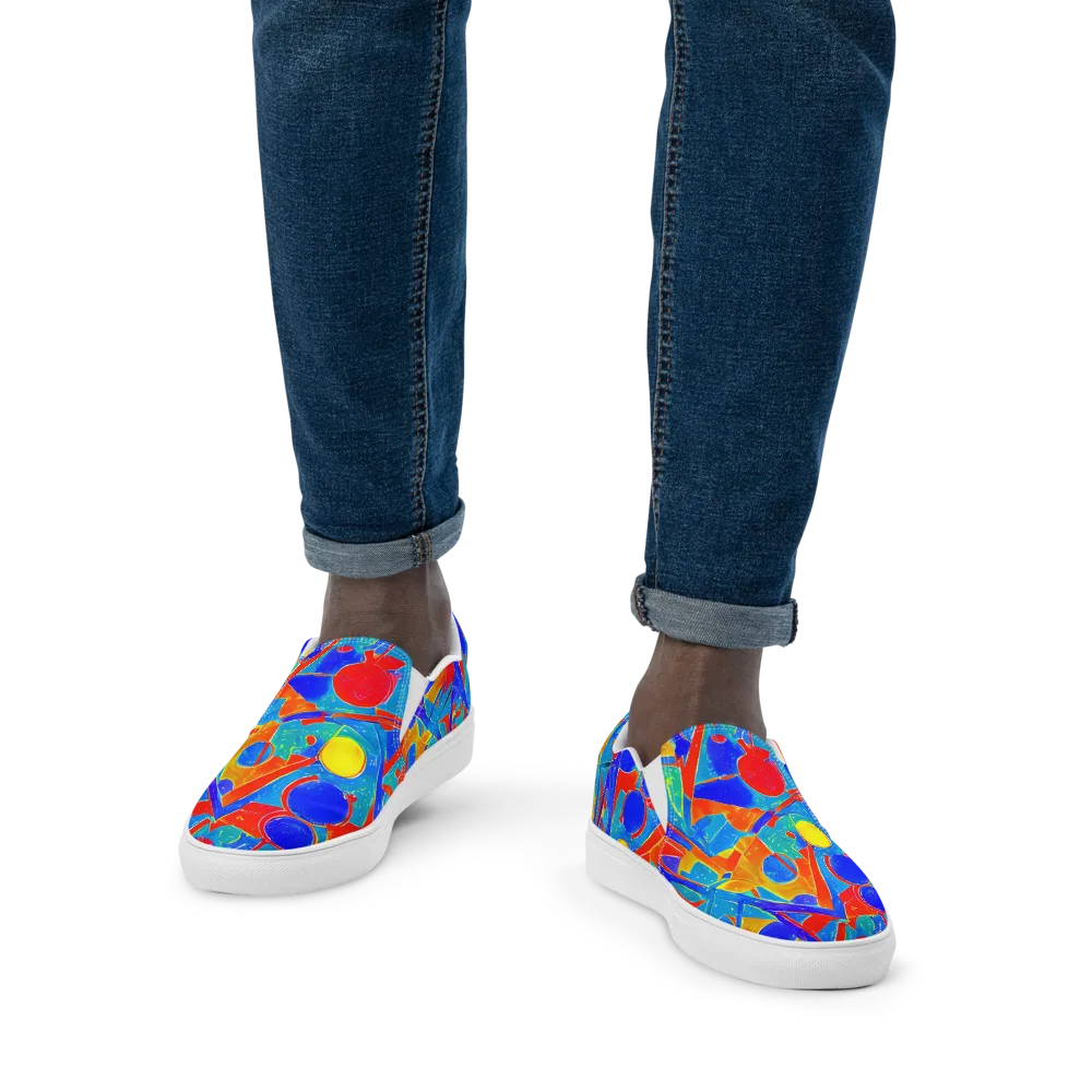 Atomic Confetti on Men's Slip-On Canvas Shoes — Front