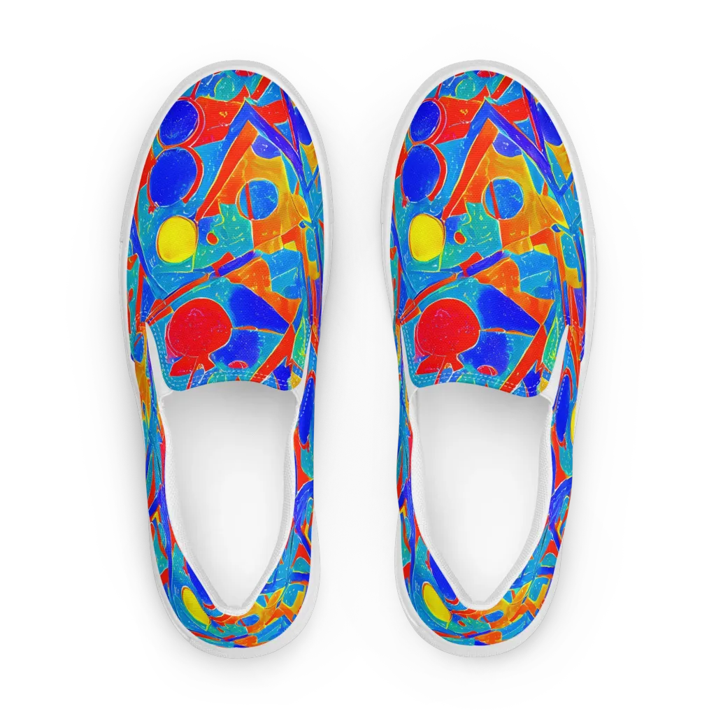 Atomic Confetti on Women's Slip-On Canvas Shoes — Front