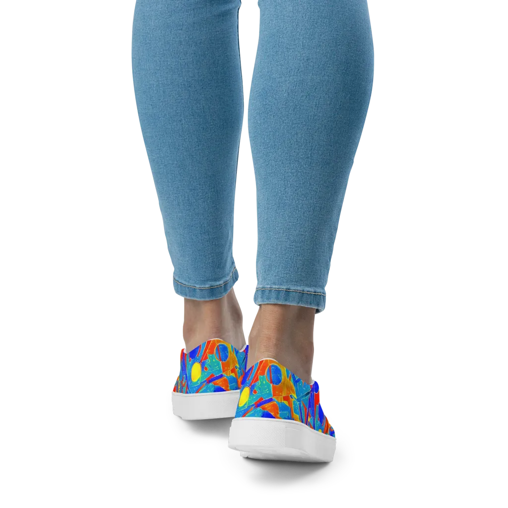 Atomic Confetti on Women's Slip-On Canvas Shoes — Back