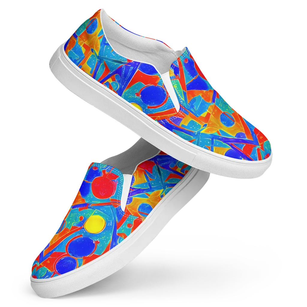 Atomic Confetti on Women's Slip-On Canvas Shoes — Front