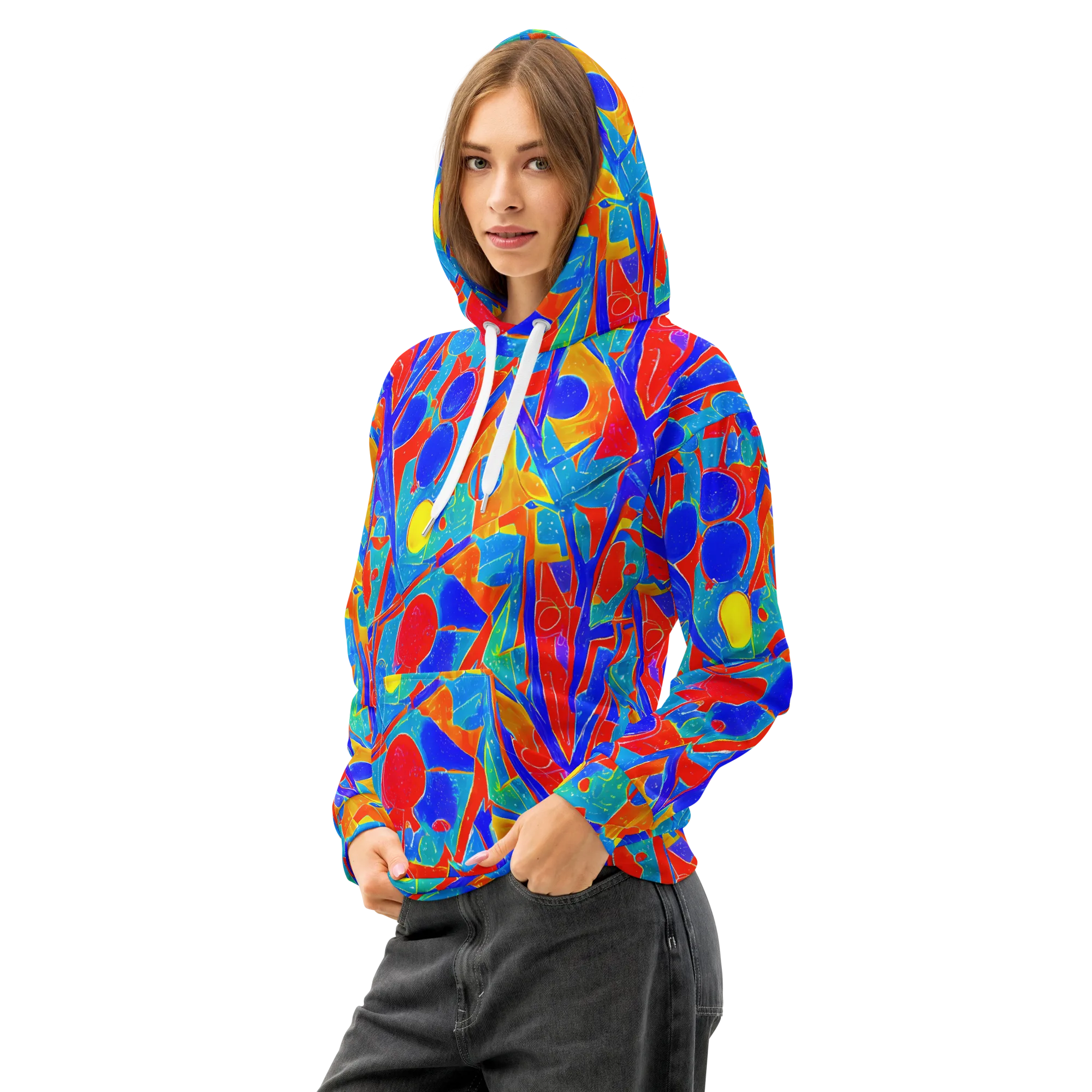 Atomic Confetti on Cotton Hoodie — Left Front