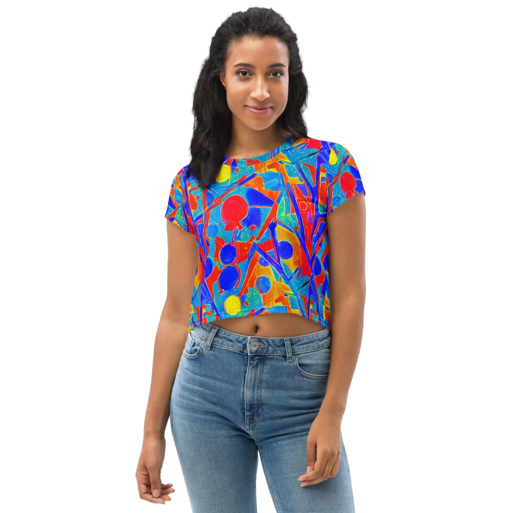 Atomic Confetti on Crop Tee — Front