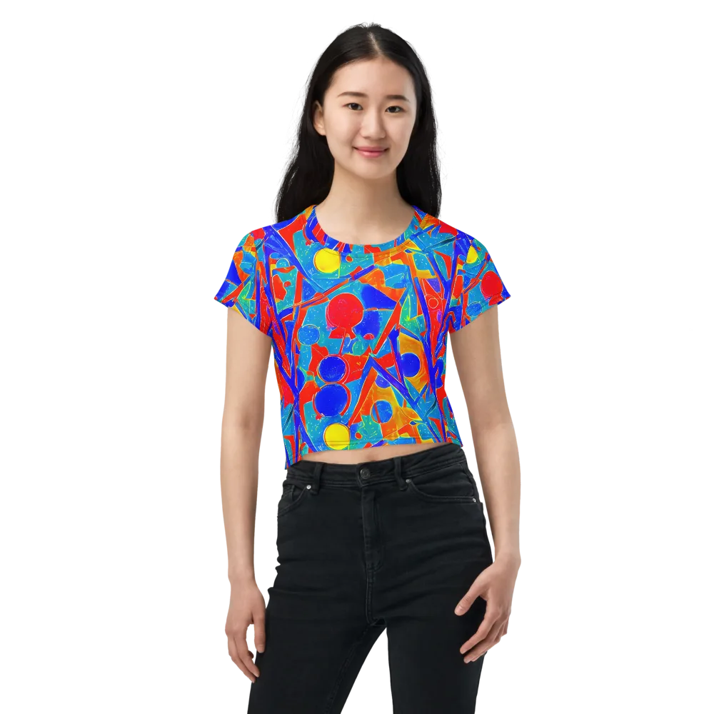 Atomic Confetti on Crop Tee — Front