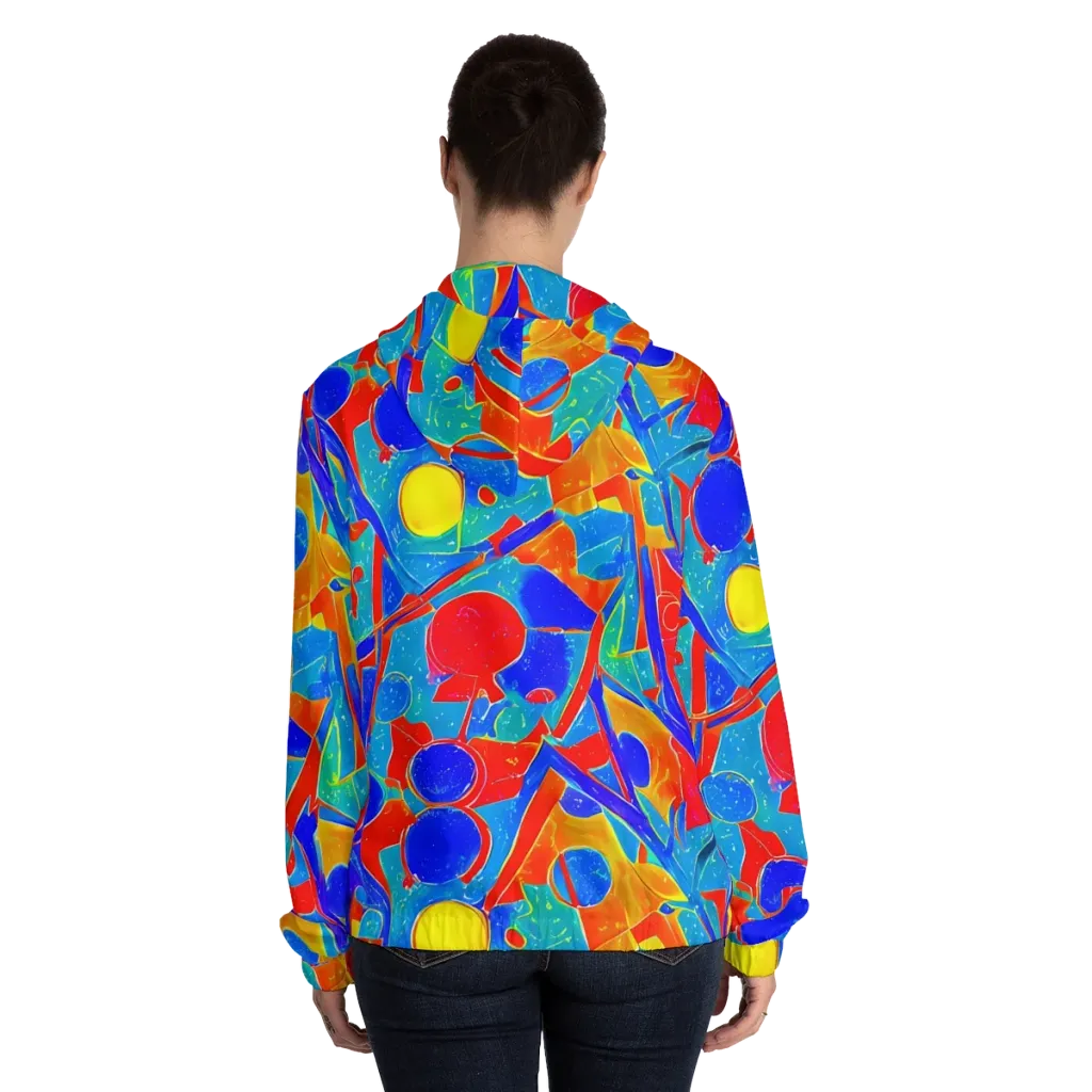 Atomic Confetti on Women's Full-Zip Hoodie — Back On Person
